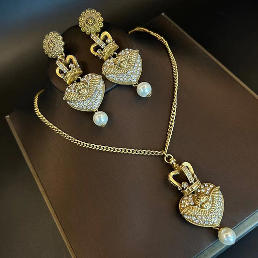 Vintage Cupid Earrings Necklace